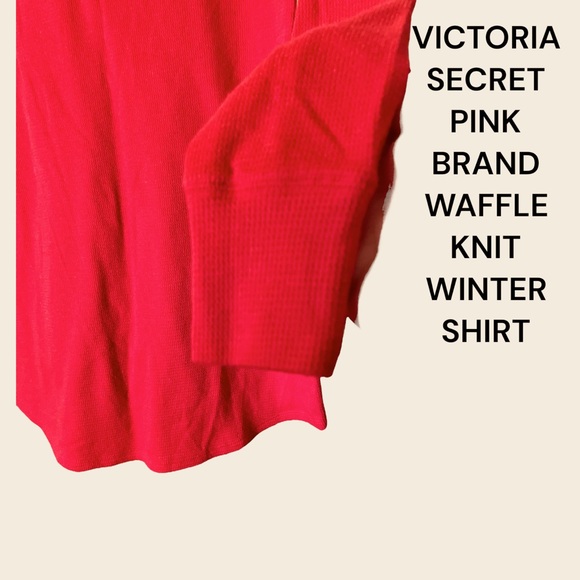 VICTORIA’S SECRET PINK WAFFLE KNIT TOP SZ XS, OVERSIZED, P/P-18/19”, Length 26” - Picture 9 of 15